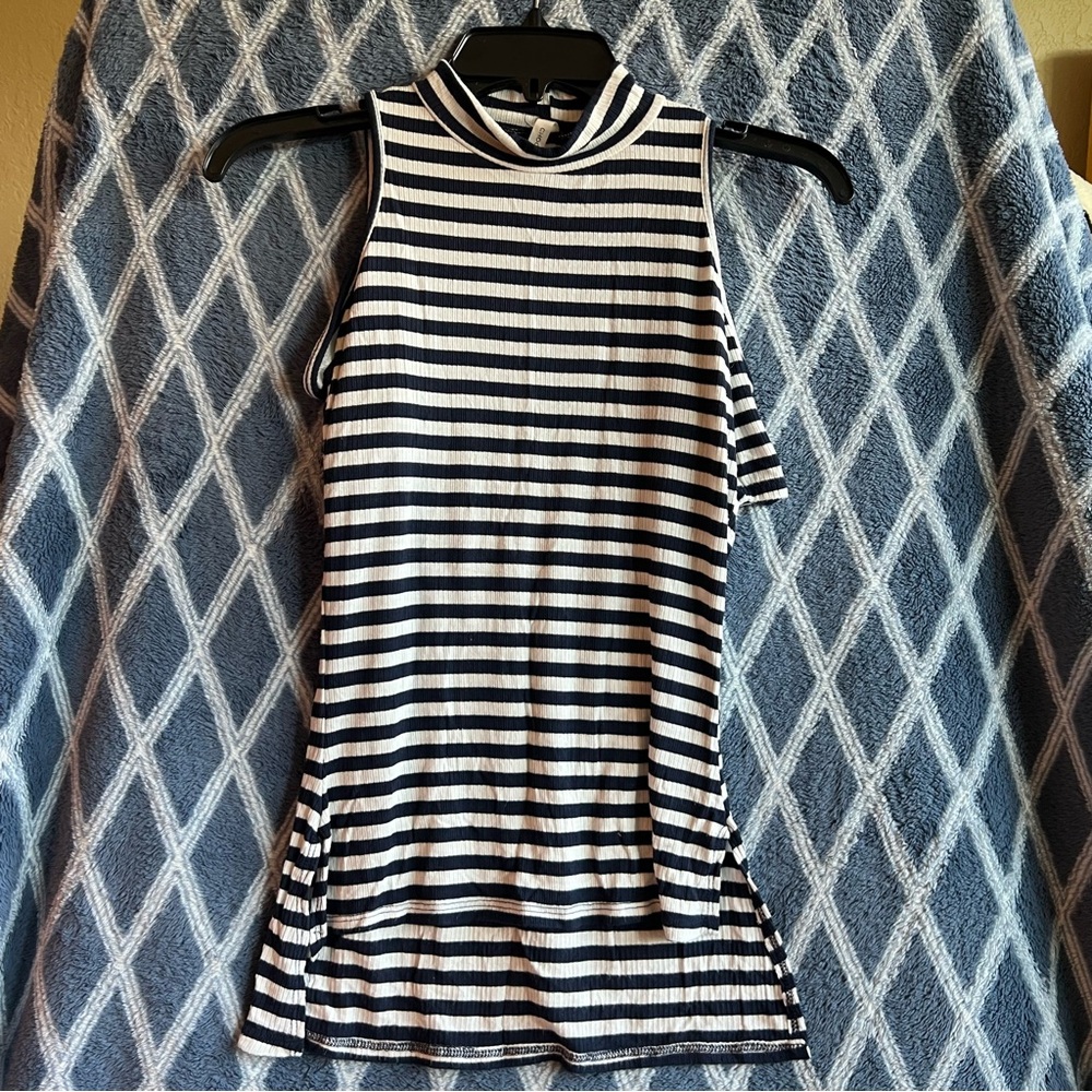 Chocolate Black and White Striped Tank Top